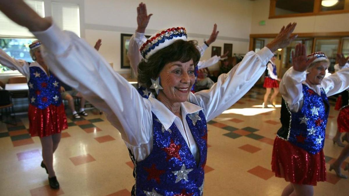 
Wrinkles of Washington dancers perform in the opening number during a rehearsal of “Home At Last ... A Tank Town Tale.”
