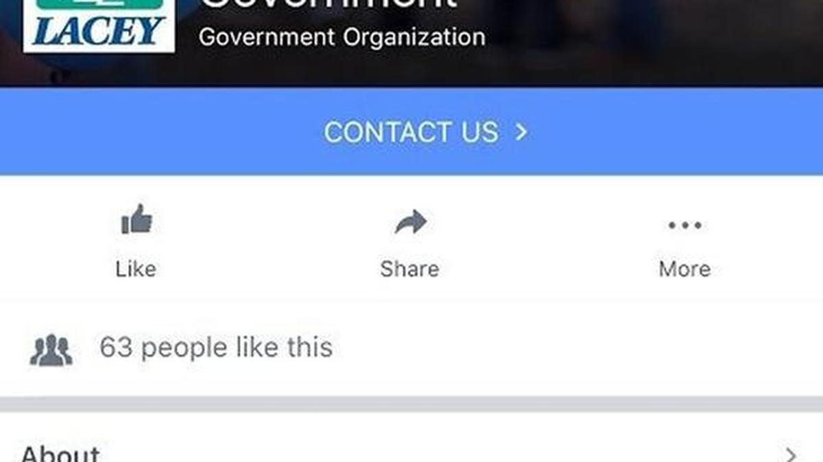 A screenshot of Lacey’s first Facebook page, which is set to go live Tuesday.