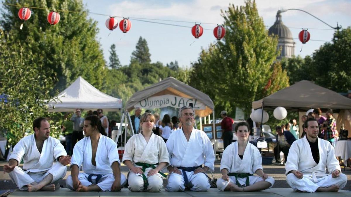 Members of Aikido of Olympia wait for their martial arts demonstration during the Bon Odori festival in downtown Olympia on Saturday, Aug. 13, 2011. The 2016 Bon Odori festival is Saturday.