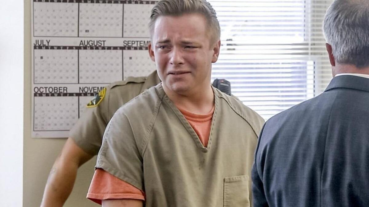 A tearful Skylar Nemetz turns to address his family and the family of his wife, Danielle Nemetz, before receiving his sentence for killing her.
