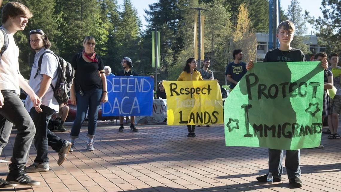 Students gather in Red Square for the Re-Convocation Rally at The Evergreen State College in Olympia in September.