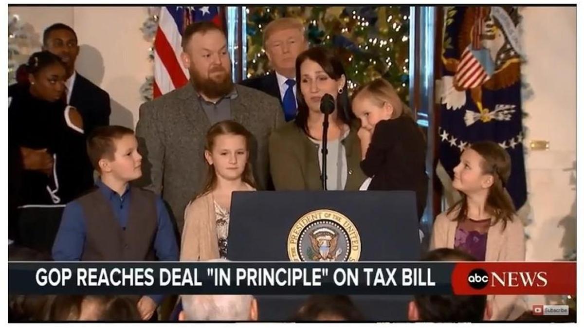 The Howard family from Tenino at the White House, with President Trump in the background.