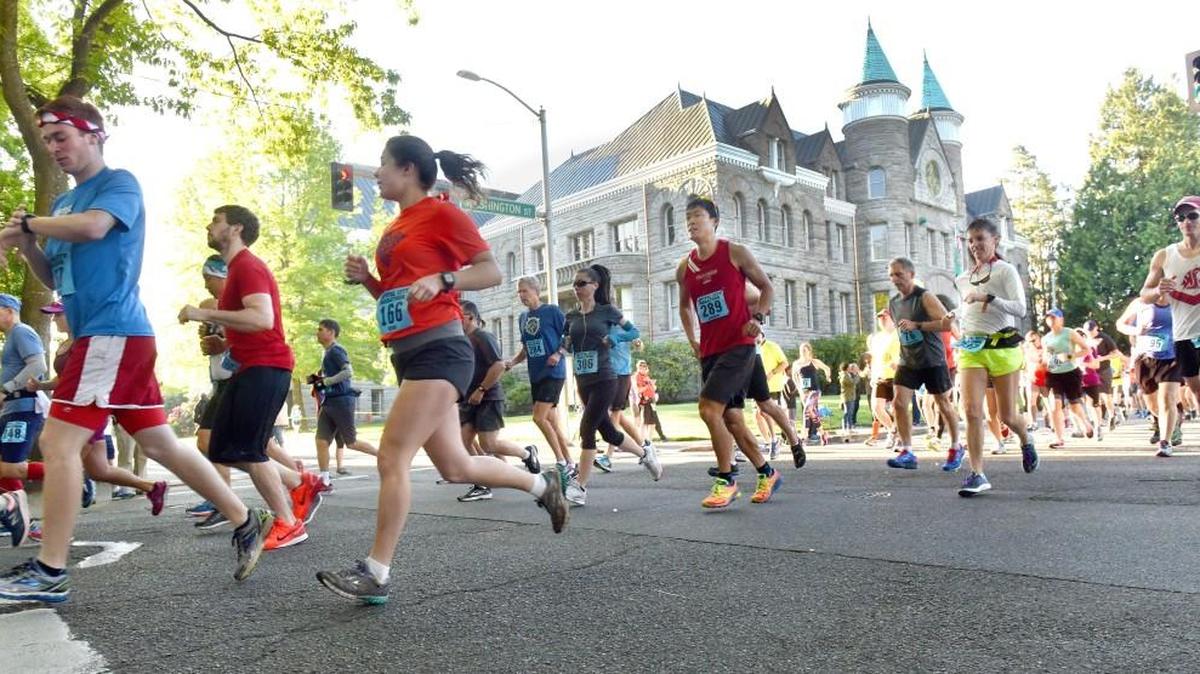 Runners leave Sylvester Park to begin the 36th Capital City Marathon on Sunday, May 21, 2017.