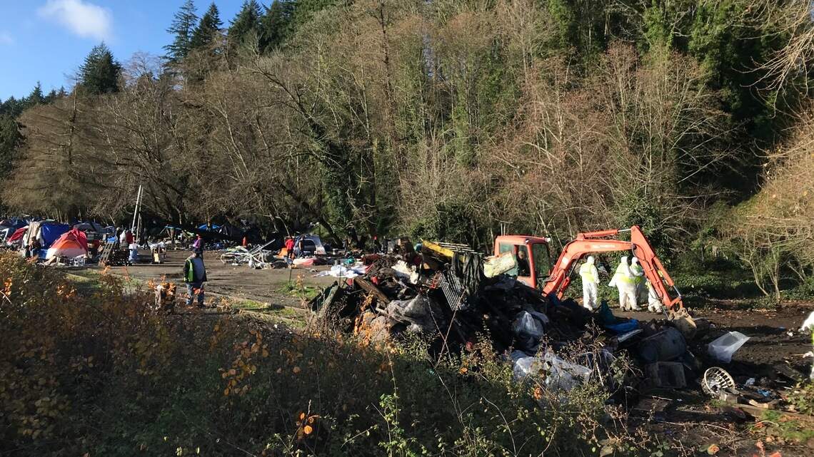 Most residents moved to hotels as city dismantles Deschutes Parkway homeless camp