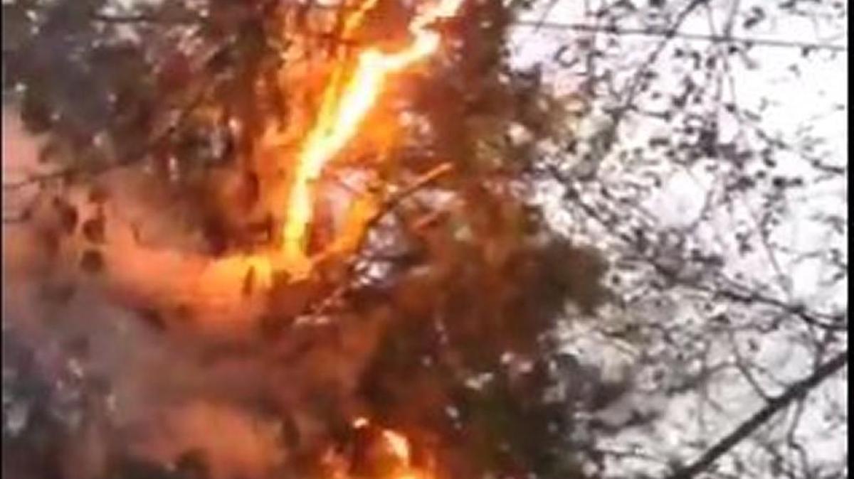 This image comes from a video of a transformer explosion that was posted Monday on the Olympia Fire Department’s Twitter feed at twitter.com/OlyFireDept.
