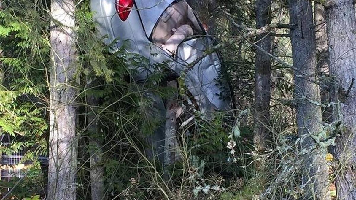 A man suffered a medical emergency prior to crashing his car down an embankment off Johnson Point Road Saturday morning.