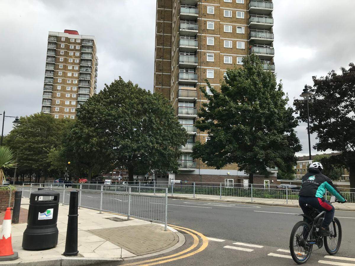 Modernist public housing blocks in the borough of Tower Hamlets, in east London.