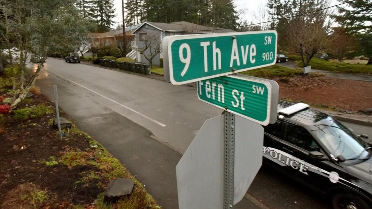 An Olympia Police vehicle stops at the intersection of 9th Ave. and Fern St. early Tuesday morning and in the vicinity of a Monday evening shooting. Olympia Police were dispatched at 10:42 p.m. for a reported shooting reported in the 900 block of Fern Street, according to a Thurston County dispatcher. Two people were taken to the hospital.