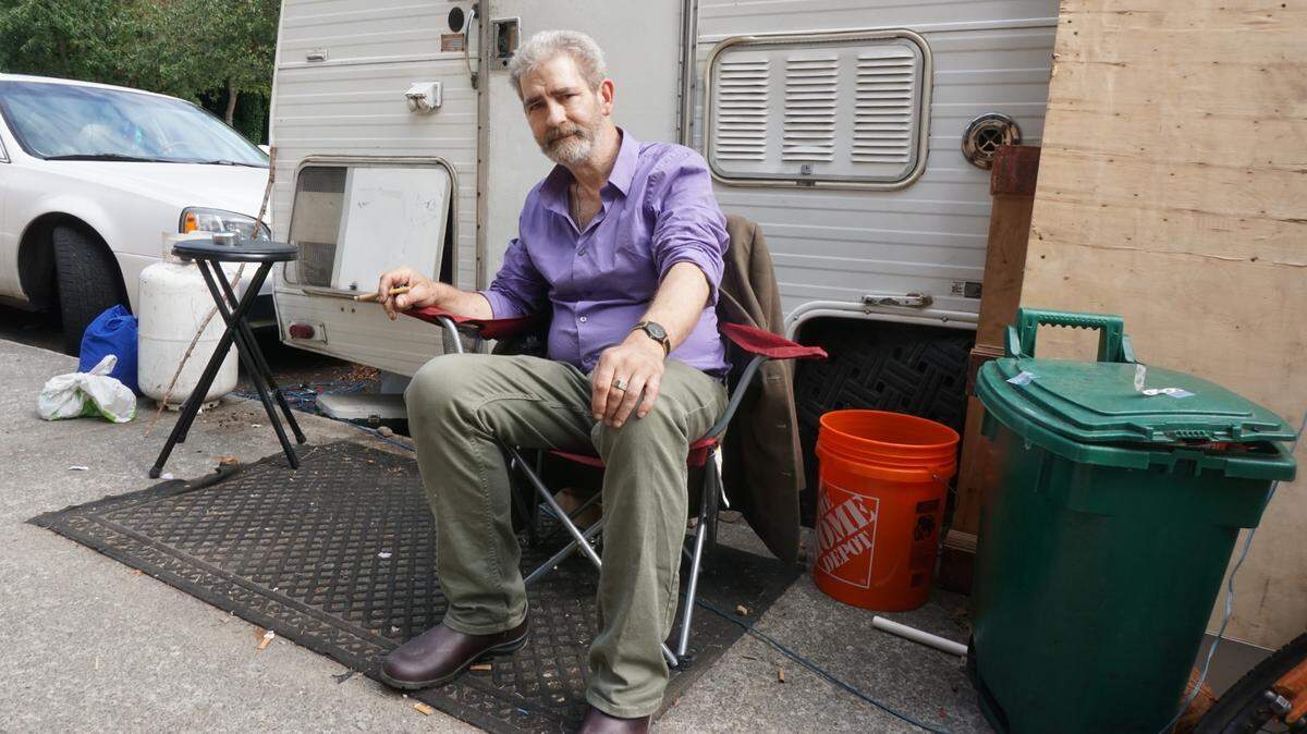 Matt Reeves, 56, lives in a trailer that he parks on Ensign Road near Providence St. Peter Hospital. The city of Olympia is making plans to remove him and about 20 other vehicle residents off the street because of concerns about ambulance and delivery truck access.