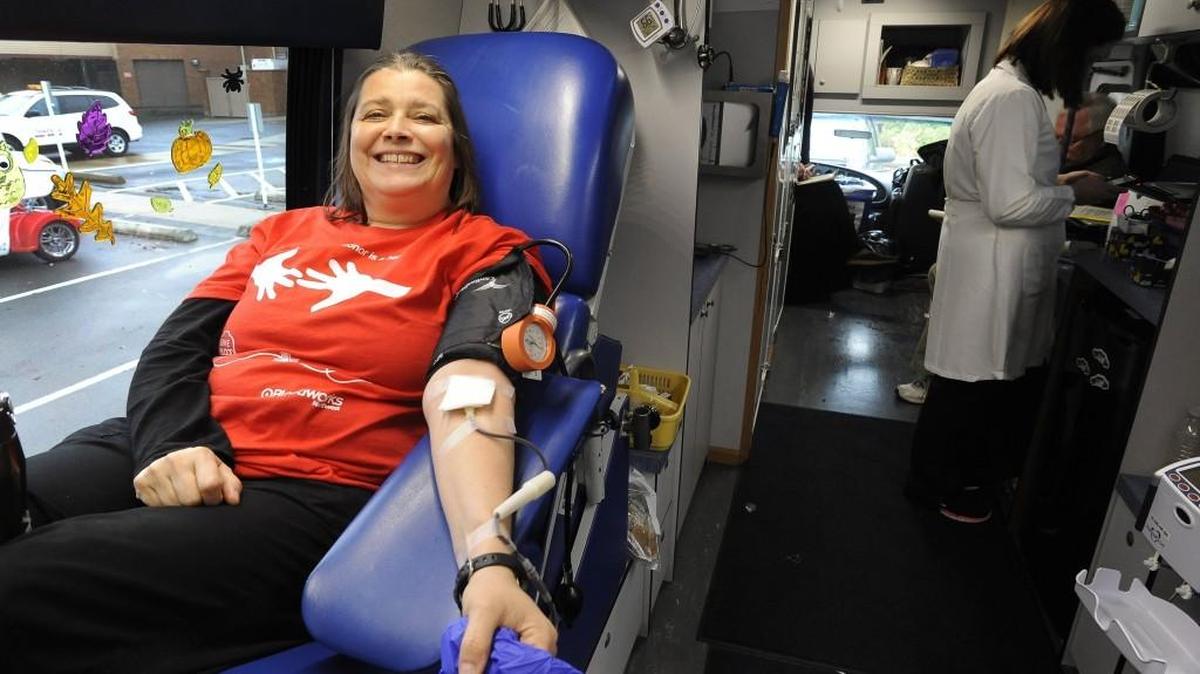 At the Bloodworks Northwest mobile collection van Oct 26, 2015, Tina Matiyow-Hoff joined a steady stream of blood donors who stopped by to give at the Panorama City Convalescent & Rehabilitation Center in Lacey. The American Red Cross is holding blood drives at two locations this week in Thurston County.
