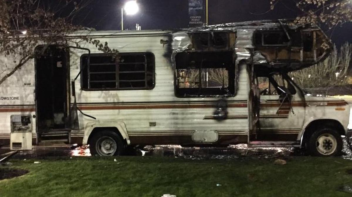 Police are investigating an RV fire in a Walgreens parking lot on Olympia’s westside on Thursday, Jan. 4.