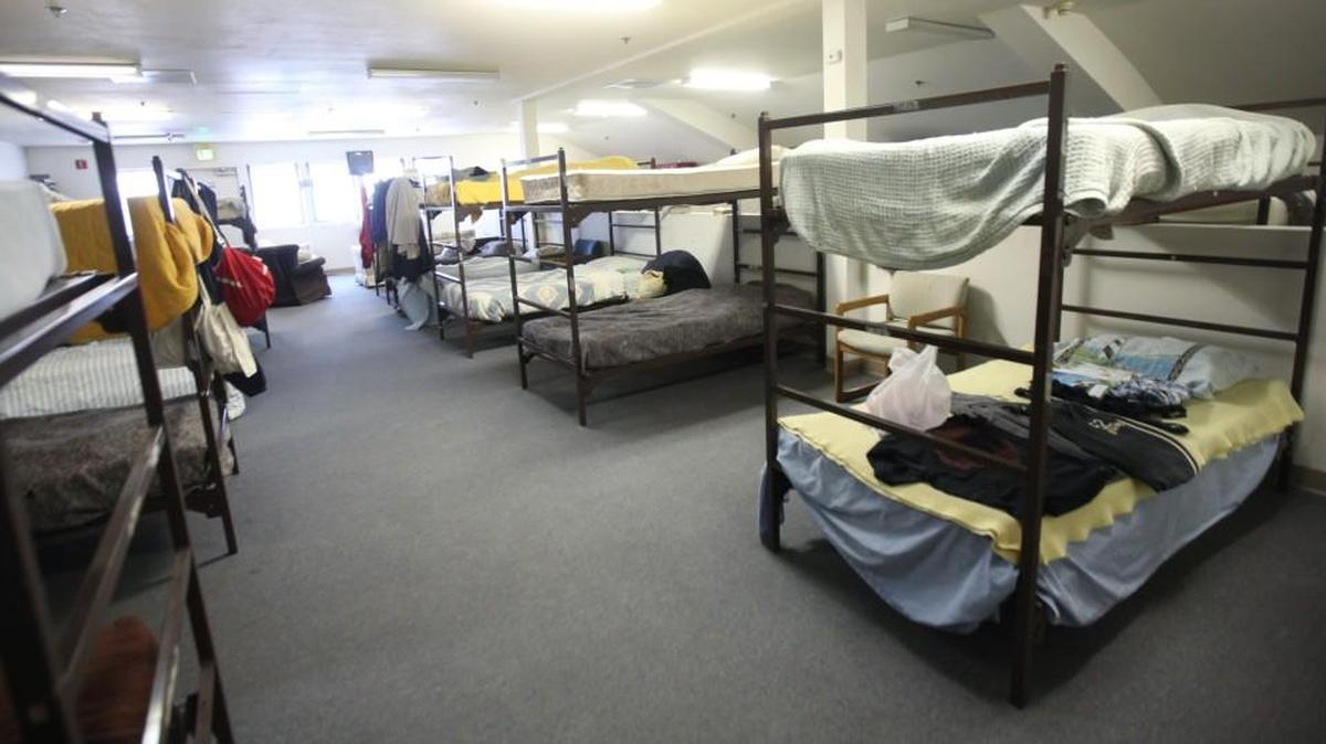 The men’s dorm area in the downtown Olympia shelter of The Salvation Army is shown in March 2013.