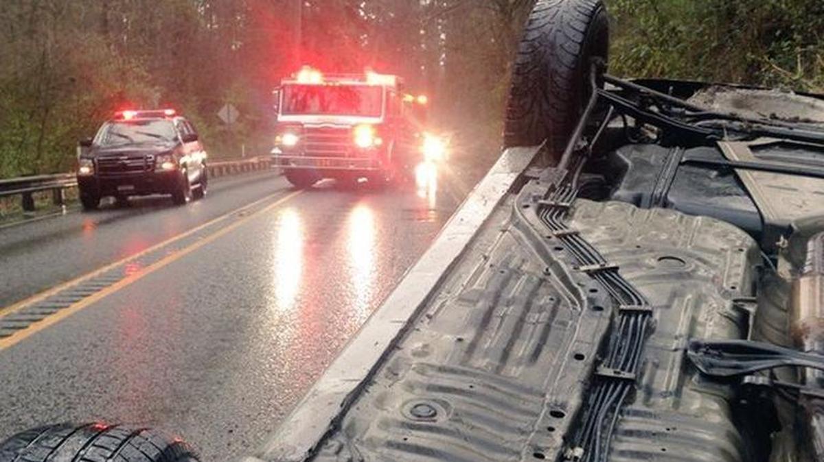 A rollover accident temporarily slowed traffic on eastbound State Route 510 on Monday afternoon.
