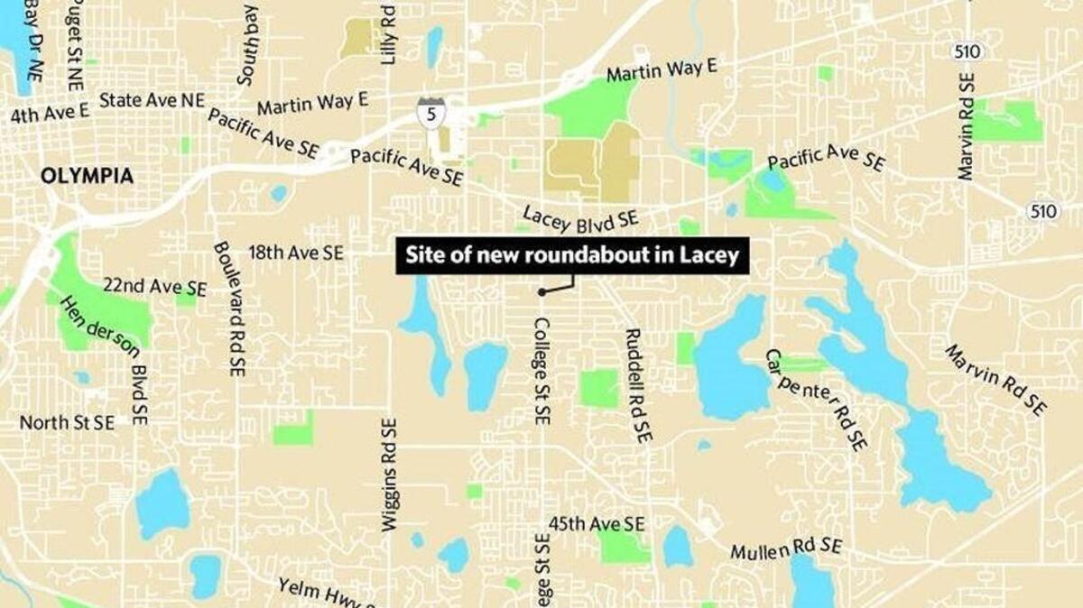 The city of Lacey plans to build a new roundabout at College Street Southeast and 22nd Avenue Southeast in summer 2018. But before it does, the city needs to acquire seven parcels near that site. That property now faces the possible use of eminent domain to acquire.