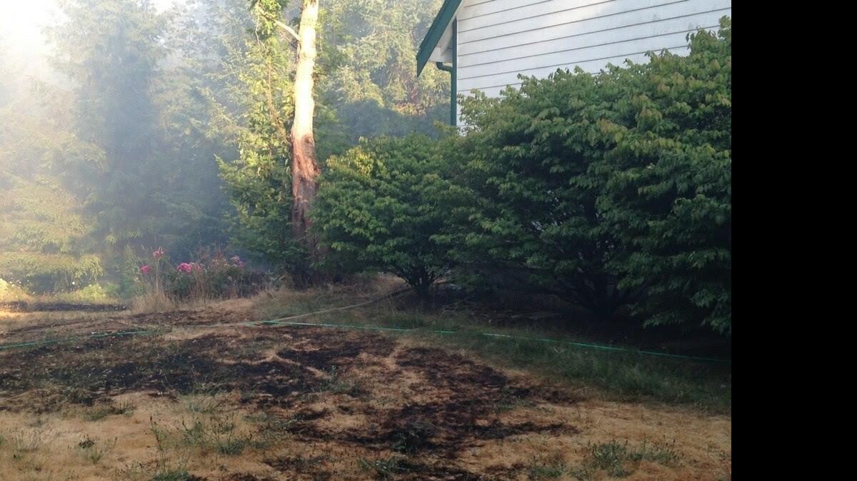 
A wildfire came close to burning the home of Kathryn Burcham in the Yelm area over the weekend.
