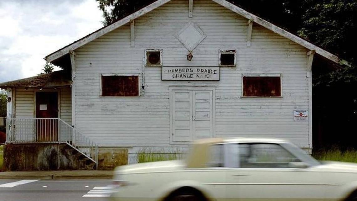 Chambers Prairie Grange was built in 1909 and was last used as a grange in about 2002.