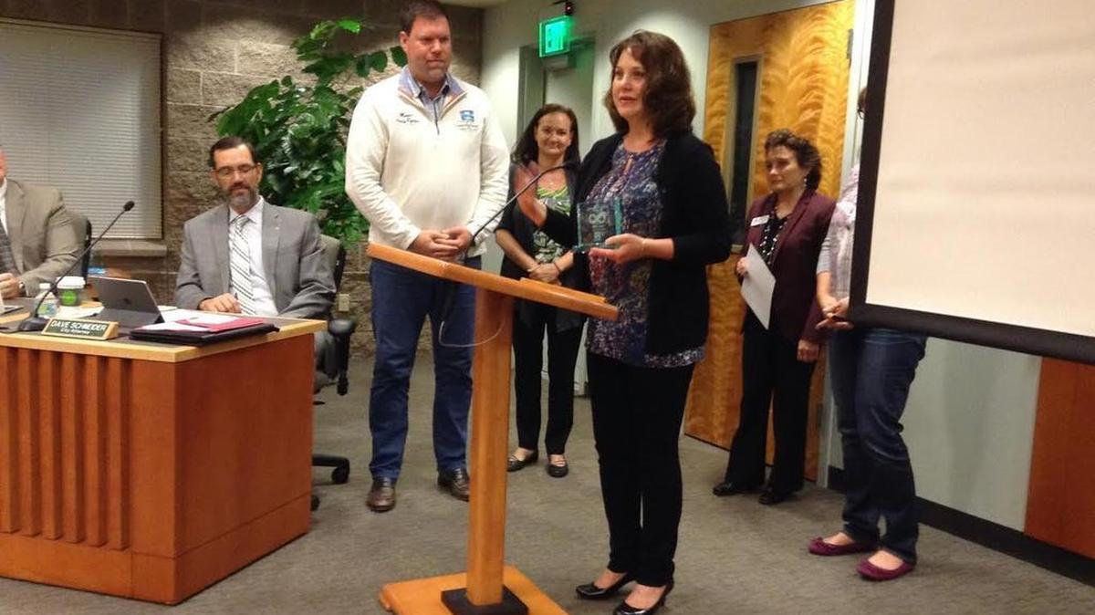 Homeless Backpacks founder Kelly Wilson was on hand during Thursday’s Lacey City Council meeting to receive a “compassion is contagious” award from the city.