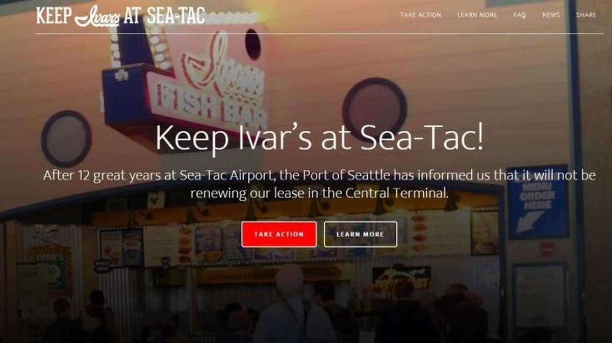Ivar’s has launched keepivars.com to generate support to keep the seafood restaurant at the Sea-Tac Airport after it lost out on bidding to retain its location in central terminal.