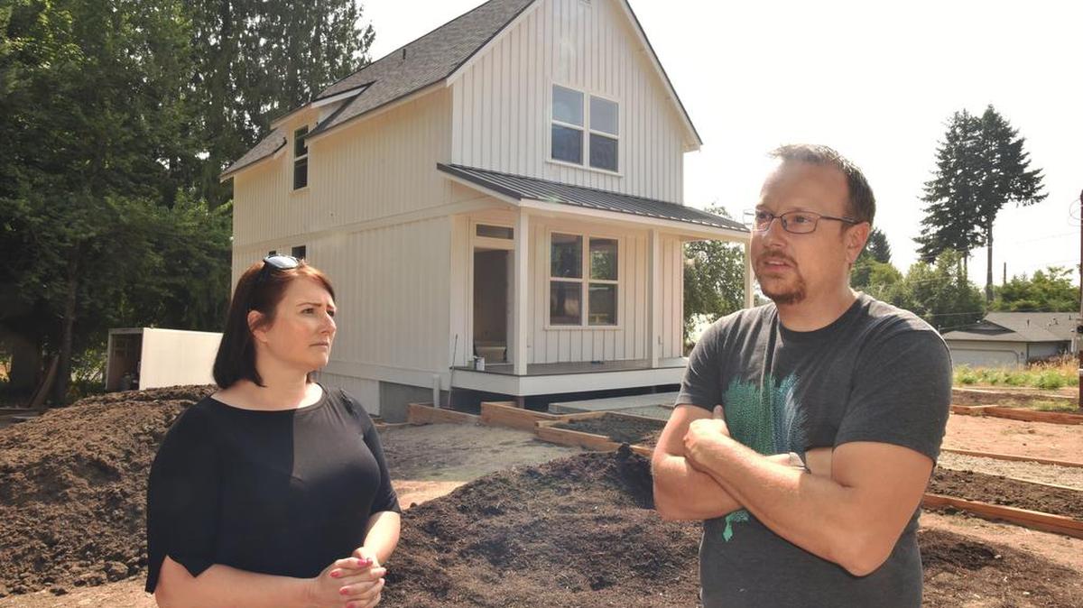 Finishing up a single family home in time for Sept. occupancy Luke and Whitney Bowerman are working towards building a cottage community, on a 2 acre lot in the Eastside neighborhood of Olympia. Learn about the gap between apartments and single family housing at a town hall on Friday.