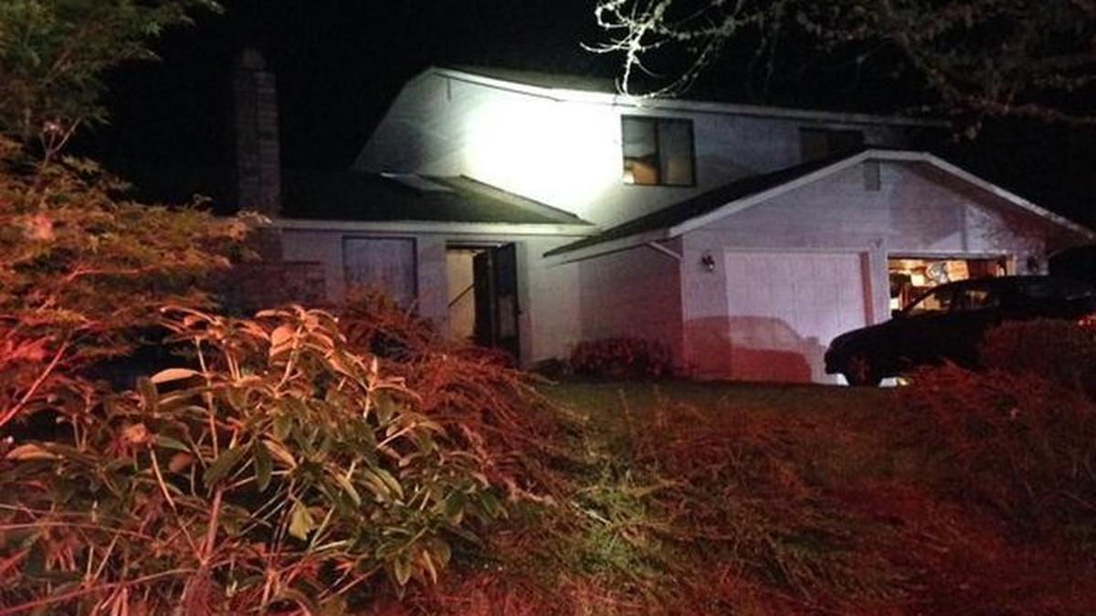 Three people were rescued from the second story of a home in Lacey late Wednesday, according to Lacey Fire District 3 officials. This is a photo that was tweeted from the scene.