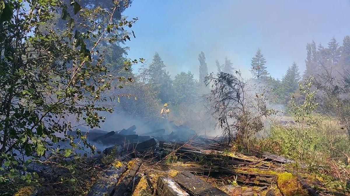 Multiple fire departments responded to a 2-acre brush fire in the 11000 block of Endicott Road SW Friday afternoon.