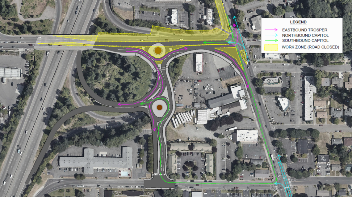 This I-5 on-ramp in Tumwater will be closed through April. Here’s what to expect