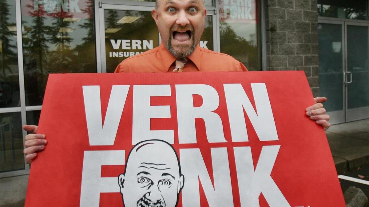 
Rob Thielke was the face of Vern Fonk Insurance in dozens of eclectic commercials since 1995. Thielke died Sunday after a battle with colon cancer.
