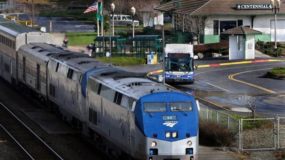 Amtrak’s Coast Starlight train pulls into Olympia’s Centennial Station in 2011. The train is not running between Sacramento and Seattle after a bridge in California was damaged in a freight train derailment. It’s expected to begin operating again in mid-May.