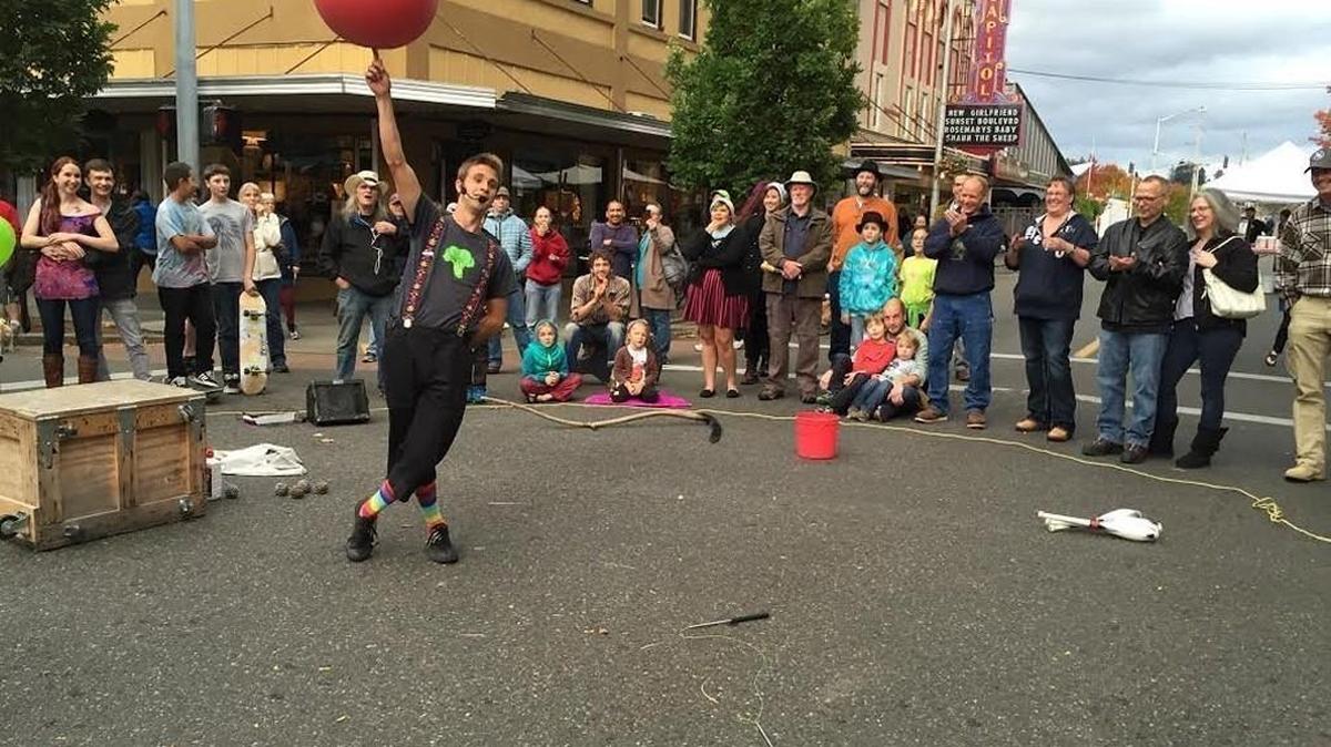 Street performers are part of Olympia’s annual Arts Walk.