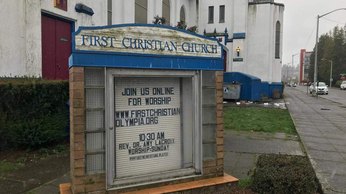 First Christian Church in downtown Olympia, which hosts the Interfaith Works emergency overnight shelter.