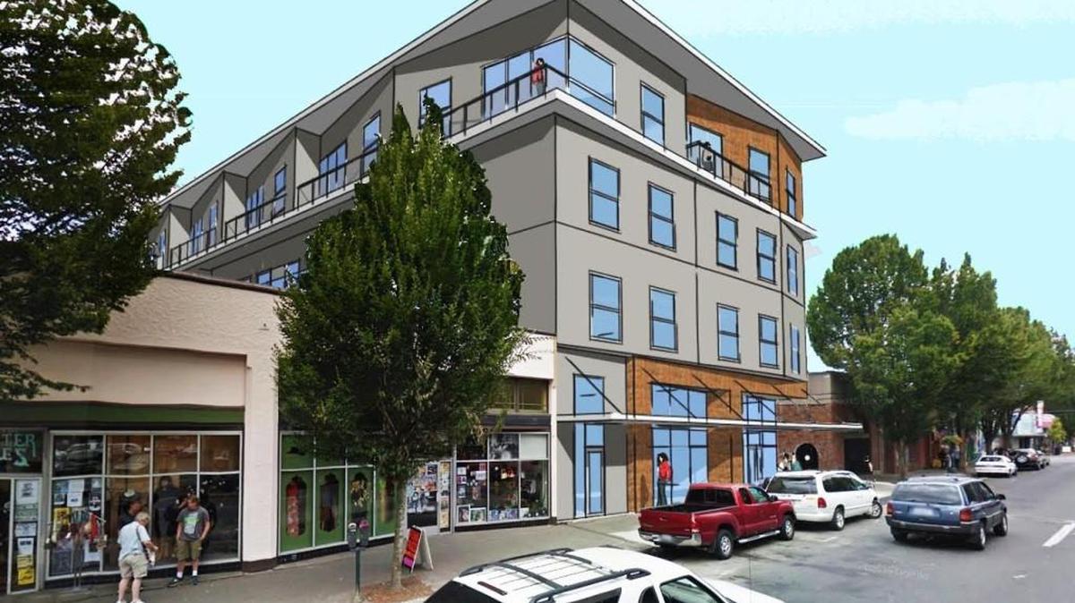 A rendering shows a mixed-use building that will take place of the blighted Griswold building in downtown Olympia. Last week, the Olympia City Council approved the sale of the property to the developer for $195,000.