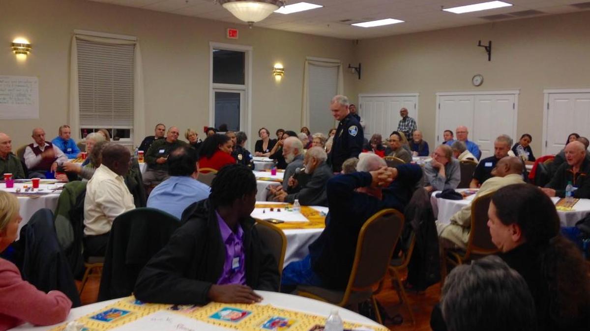 About 90 people attended a Thursday night “community cafe” hosted by the Black Alliance of Thurston County and the Olympia Police Department.