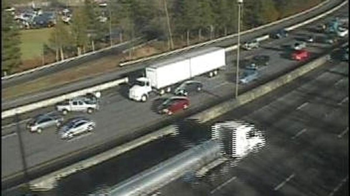 Traffic cameras show the collision on southbound Interstate 5