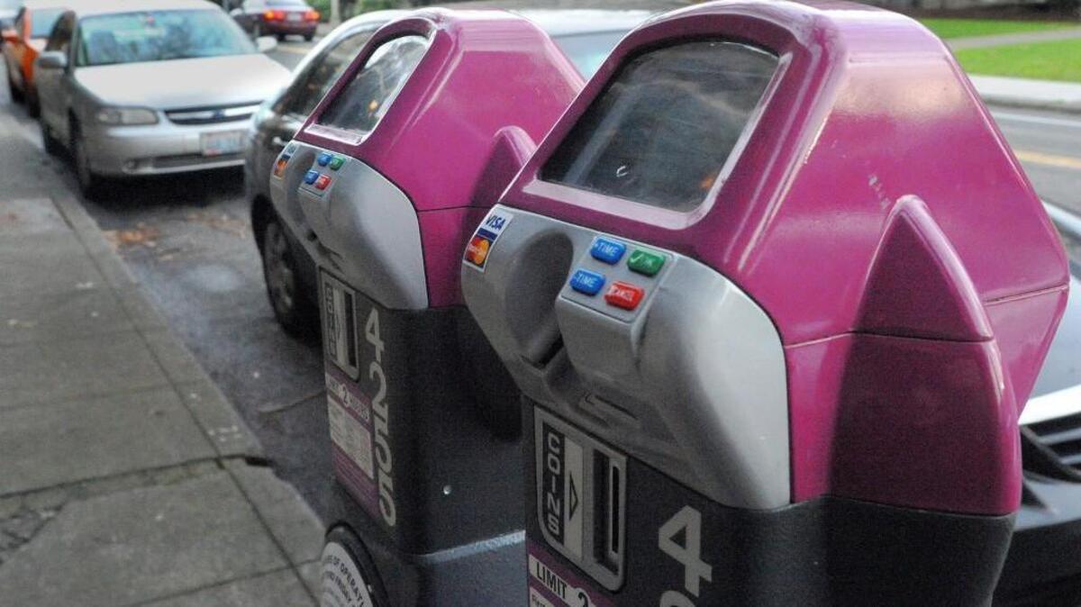 Parking meters in downtown Olympia.