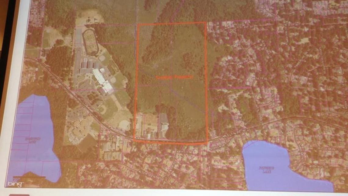 This aerial shows the Lacey Fire District 3 annexation request. To the left is the Timberline High School campus. Lacey City Council rejected the request Thursday, saying it did not make sense financially.