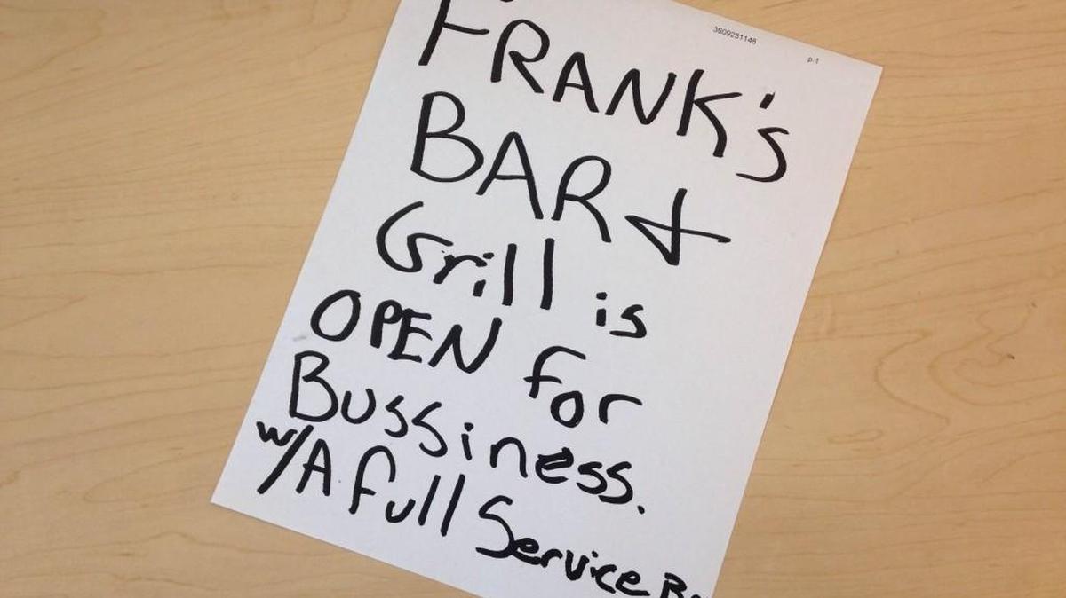 Frankie’s Bar and Grill sent a fax to The Olympian on the evening of Friday, July 29 saying that the bar was open for business.
