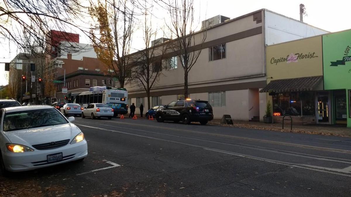 Capitol Way at Legion Way was closed briefly Wednesday afternoon when a motorized bicycle rearended an Intercity Transit bus.