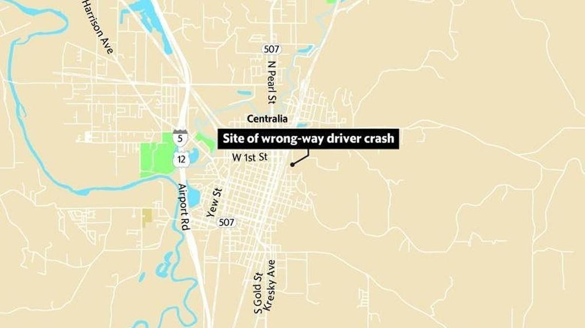 A wrong-way motorist, thought to be driving under the infliuence of drugs or alcohol, crashed into a Centralia police car in the 600 block of North Gold Street early Sunday morning.