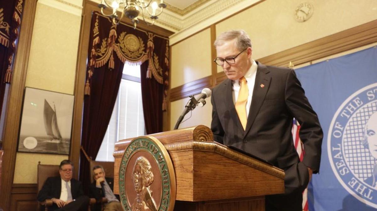 Gov. Jay Inslee speaks about the recent ouster on the Senate floor of his appointment to the state Department of Transportation.