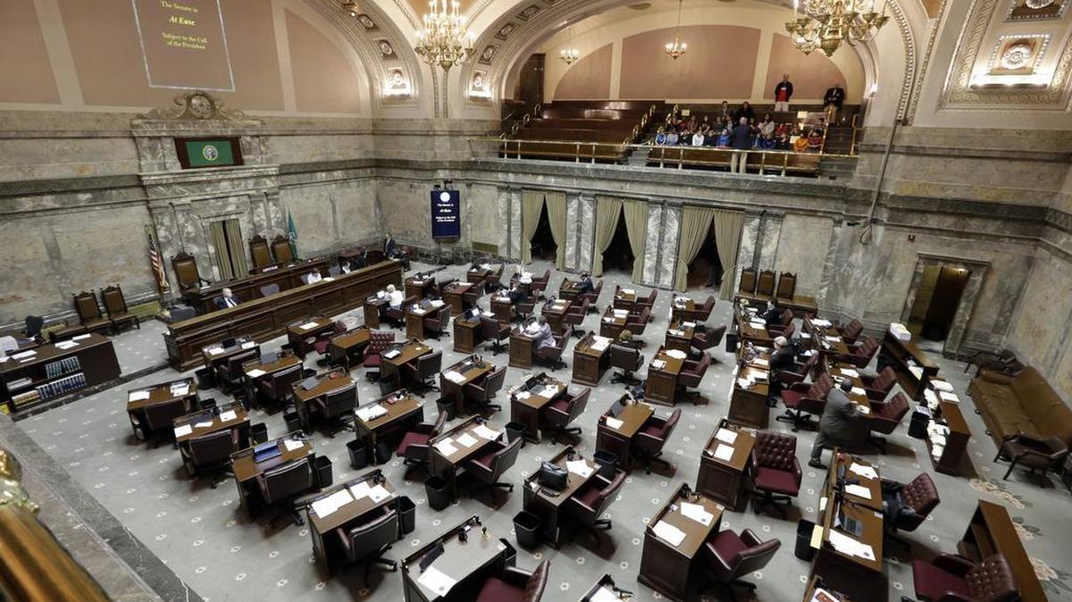 The Senate floor is empty during a break on the first day of a 30-day special session of the Legislature last year. Lawmakers finished their work faster this year.