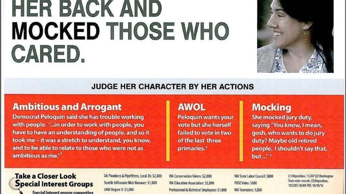 A campaign mailer against Marisa Peloquin