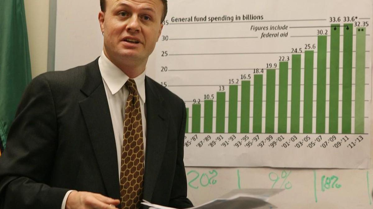 
Initiative sponsor Tim Eyman outlined a recap of the 2010 year and looked towards 2011 and future possible initiatives during a Wednesday press availability on the Capitol campus. On this his birthday,Eyman also cut a cake which was made into a likeness of a yearly legislative spending chart which he used during his press conference.Major points he made included the possibility of concurrent tax limit initiatives filed every two years and what he perceived as "voters going on strike" with regards to the newly passed taxing initiative and legislative seat changes from the November election. 
