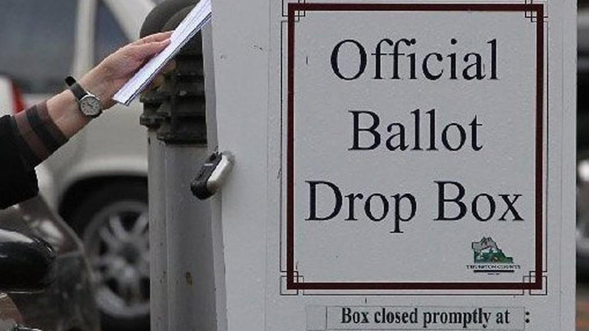 Olympian file photo of the ballot drop-off box at the Thurston County Courthouse.