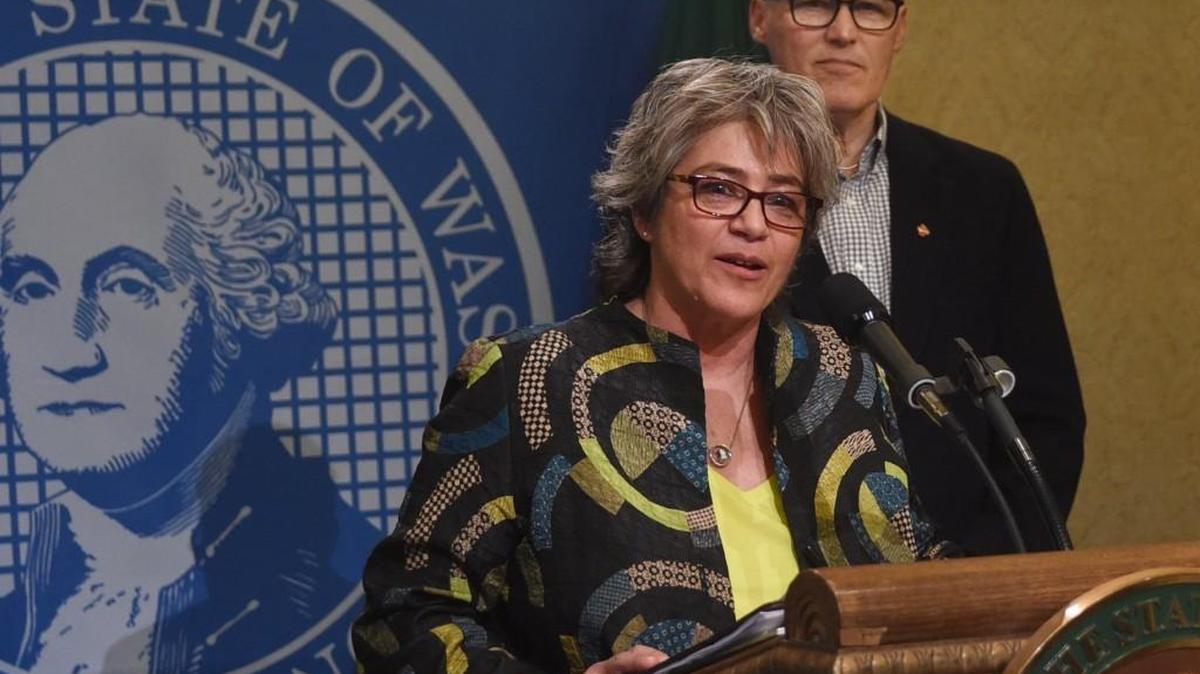 New Western State Hospital CEO Cheryl Strange addresses the media after her introduction April 12 by Gov. Jay Inslee. A court has ordered changes to admission policies at the hospital.