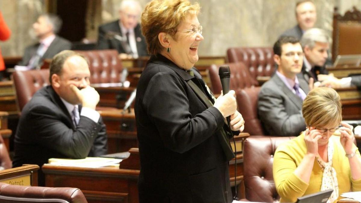 
 State Sen. Karen Fraser, D-Olympia, speaks on the Senate floor on Feb. 26, 2013. 
