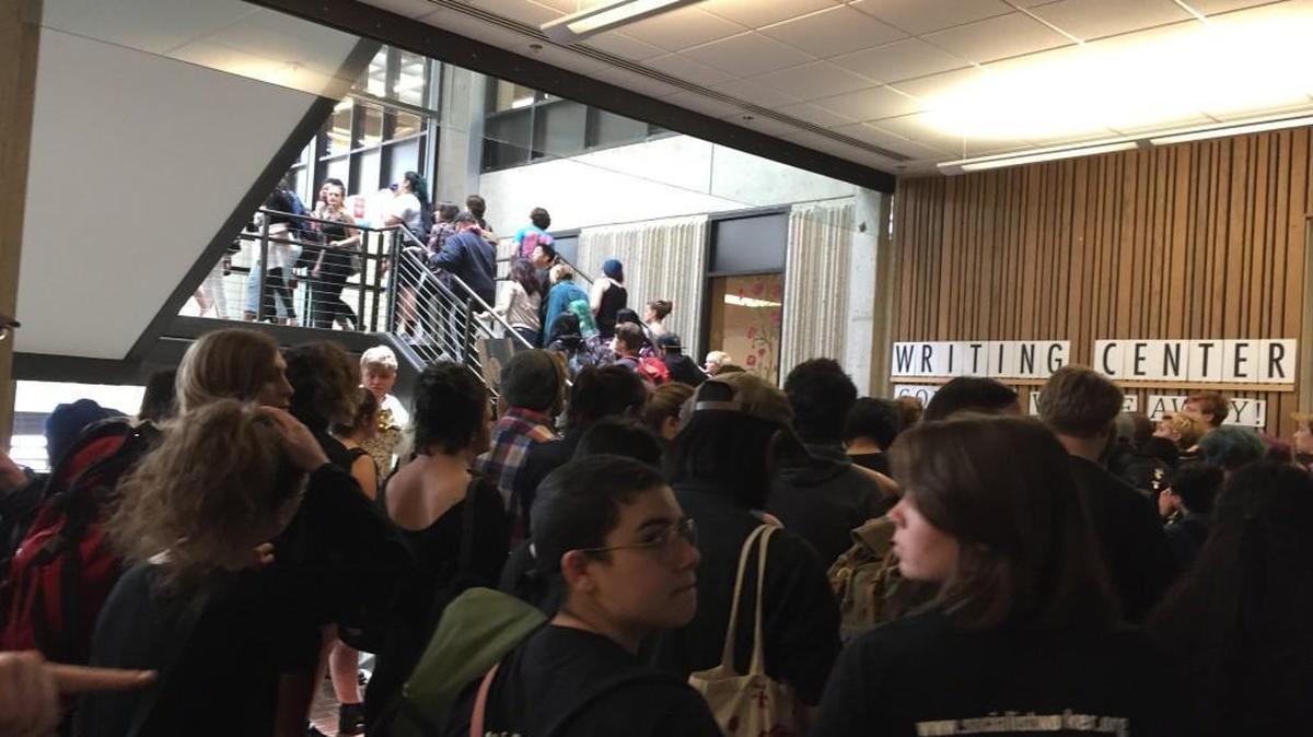 Hundreds of students filed into the Library building at The Evergreen State College last week as part of a protest against the college's administration.