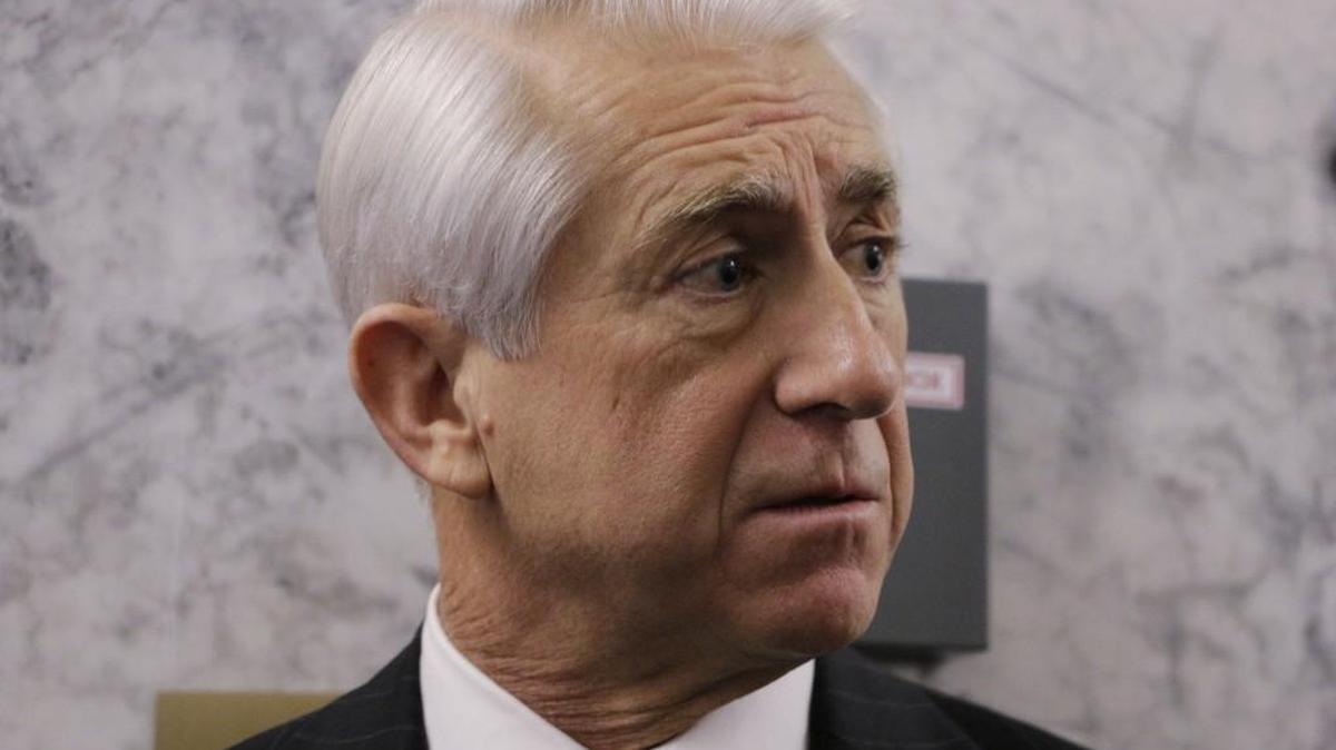 Rep. Dave Reichert, R-Wash., speaks with the media after testifying before the Senate Law and Justice Committee about Green River serial killer Gary Ridgway on Friday, Nov. 20, 2015, in Olympia, Wash. Reichert was upset with the state's reasoning on why Ridgway was moved from a Washington state prison to federal prison in Colorado. Ridgway has since been returned to Washington state.