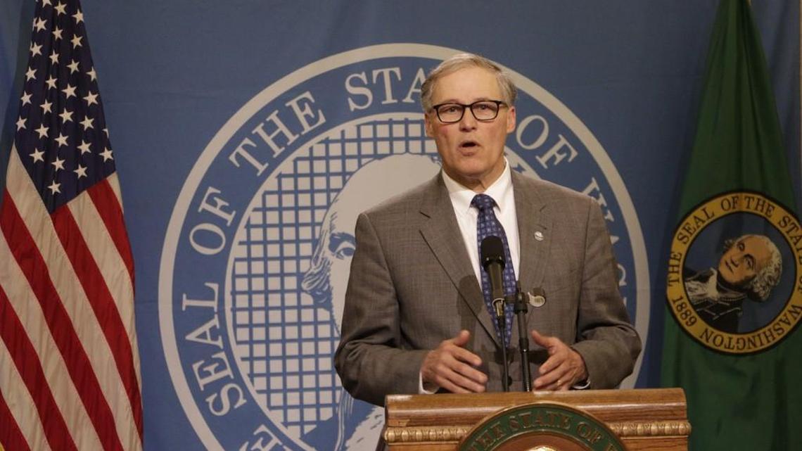 Washington Gov. Jay Inslee speaks during a press conference Monday, March 7, 2016, in Olympia, Washington.