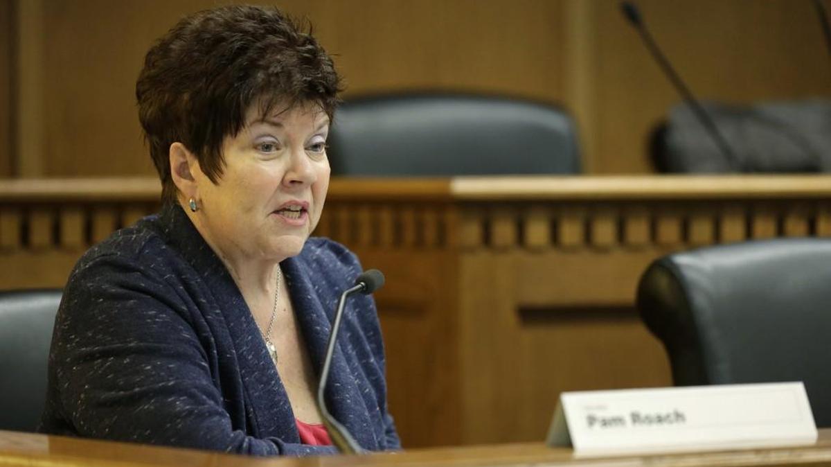 Sen. Pam Roach, R-Sumner, speaks during a Senate Law and Justice Committee hearing Jan. 19 at the Capitol.
