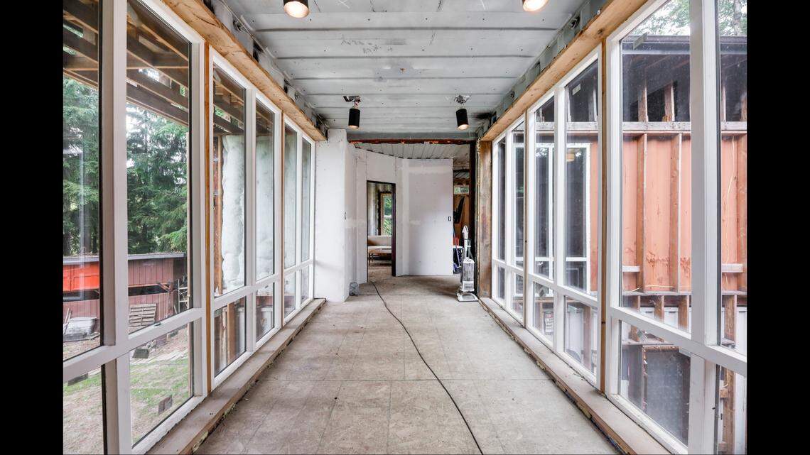 The container home sits on about 4.6 acres near Paradise Lake.